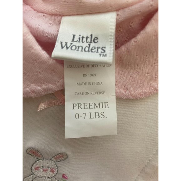 PREEMIE Little Wonders Pink Onesie w/Bib - Picture 5 of 5